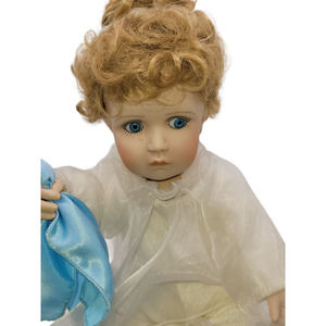 1991 Cindy M. McClure 8” Silver Lining Porcelain Doll Angel Signed